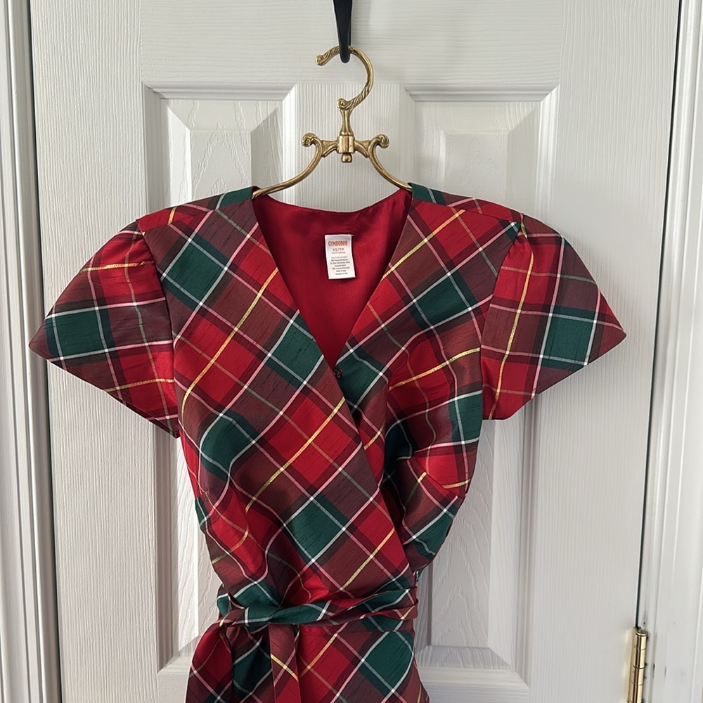 Gymboree WOMEN’S plaid taffeta wrap dress | XS